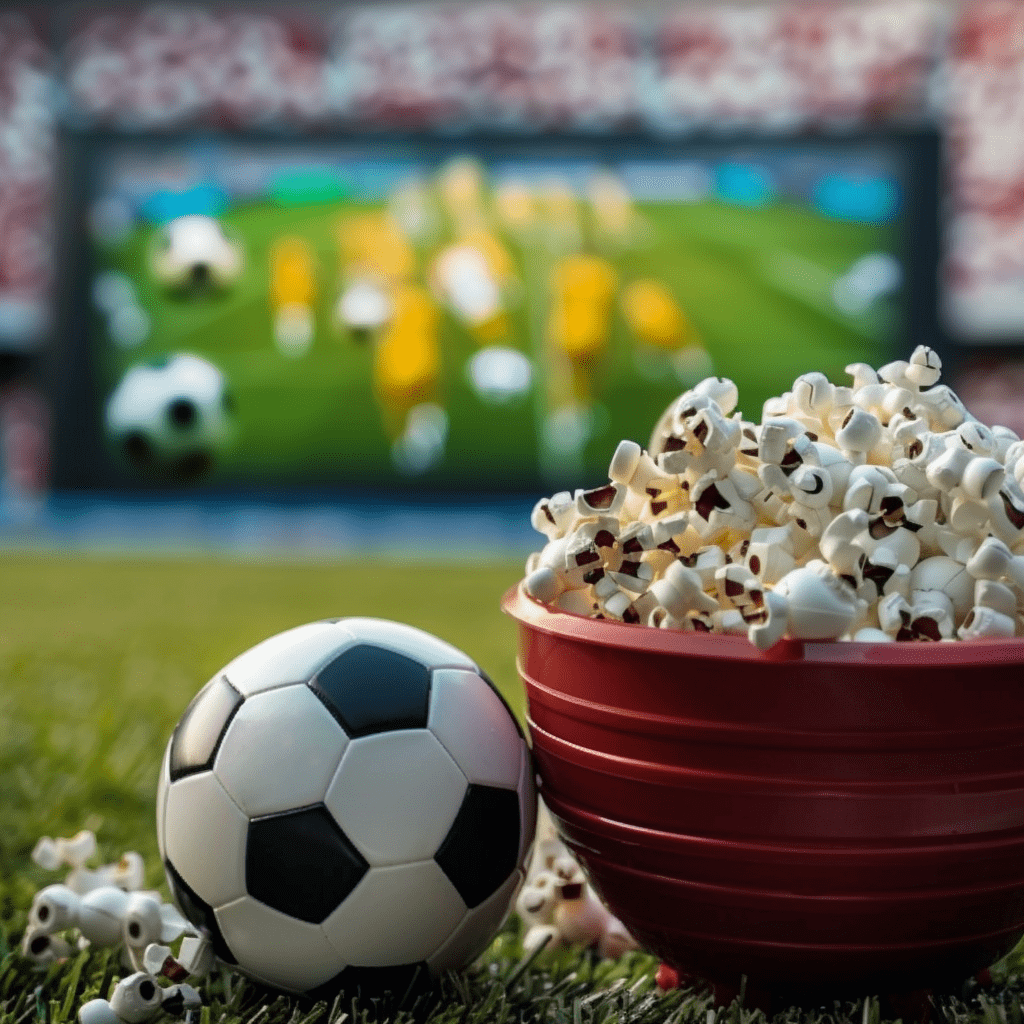 soccer ball and popcorn